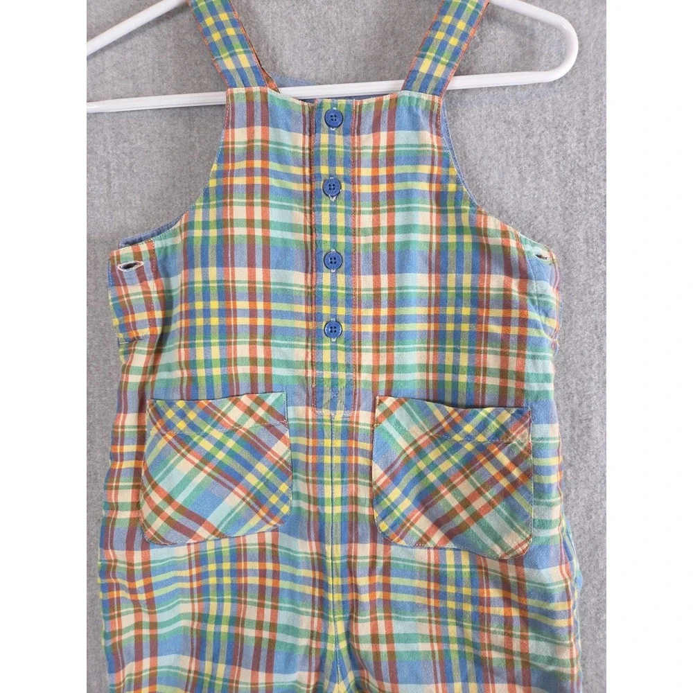 Baby Gap‎ Boys 12-18 Mos Pastel Plaid Overalls Lined Vintage 2003 Pockets Soft